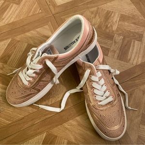 New True Religion Rose Gold Rhinestone Esperanza Sneakers Sz 10